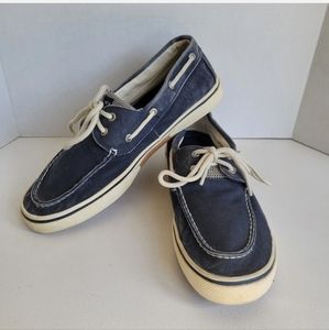 Sperry Mens 11.5 Top Sider Halyard 2-Eye Boat Shoes Lace Up Canvas